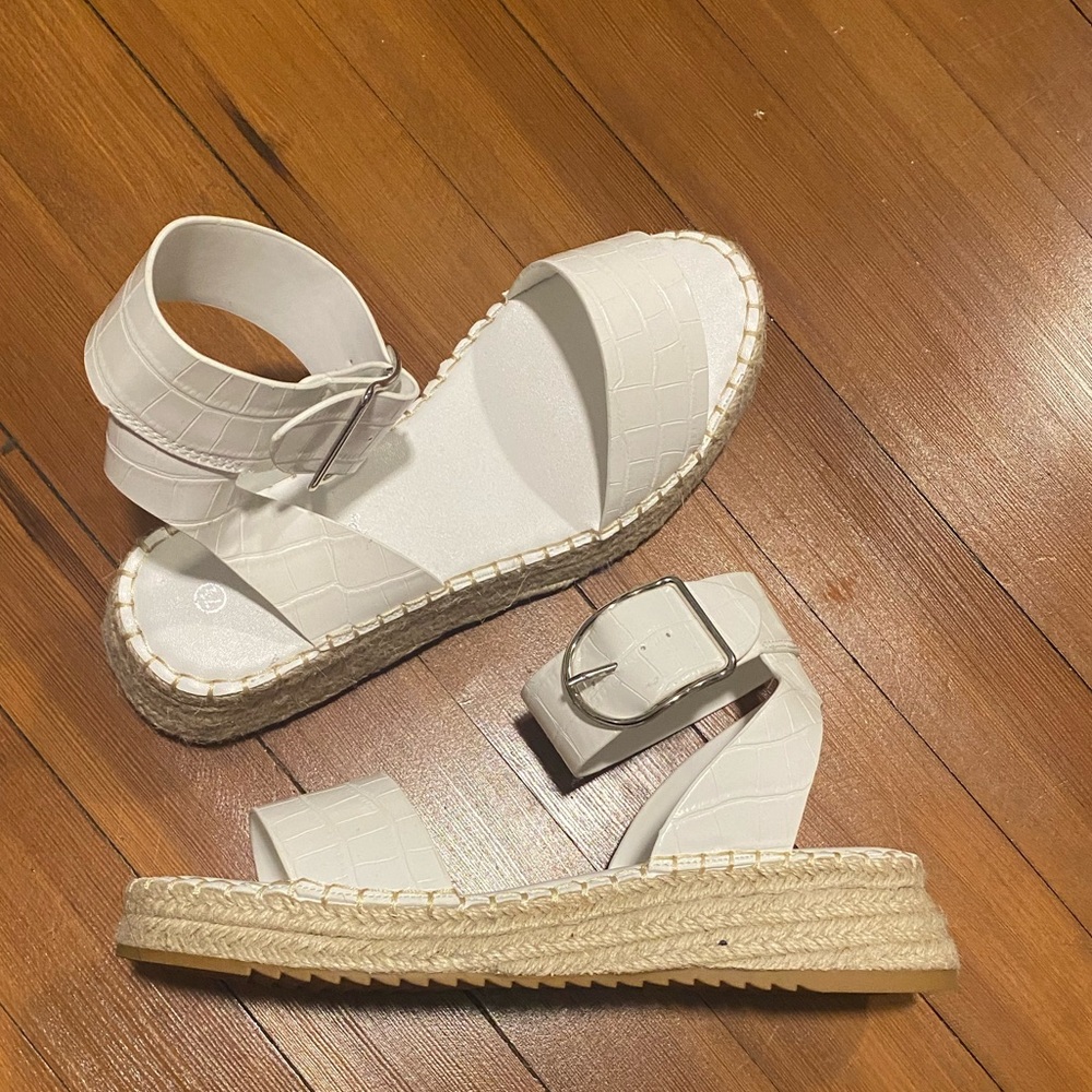 Vegan Croc Leather White Espadrilles